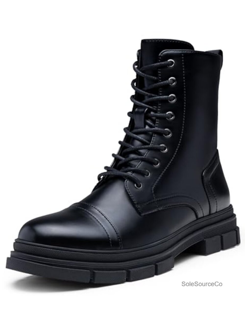 Men's Motorcycle Combat Boots Cap Toe Flat Memory Foam Ankle